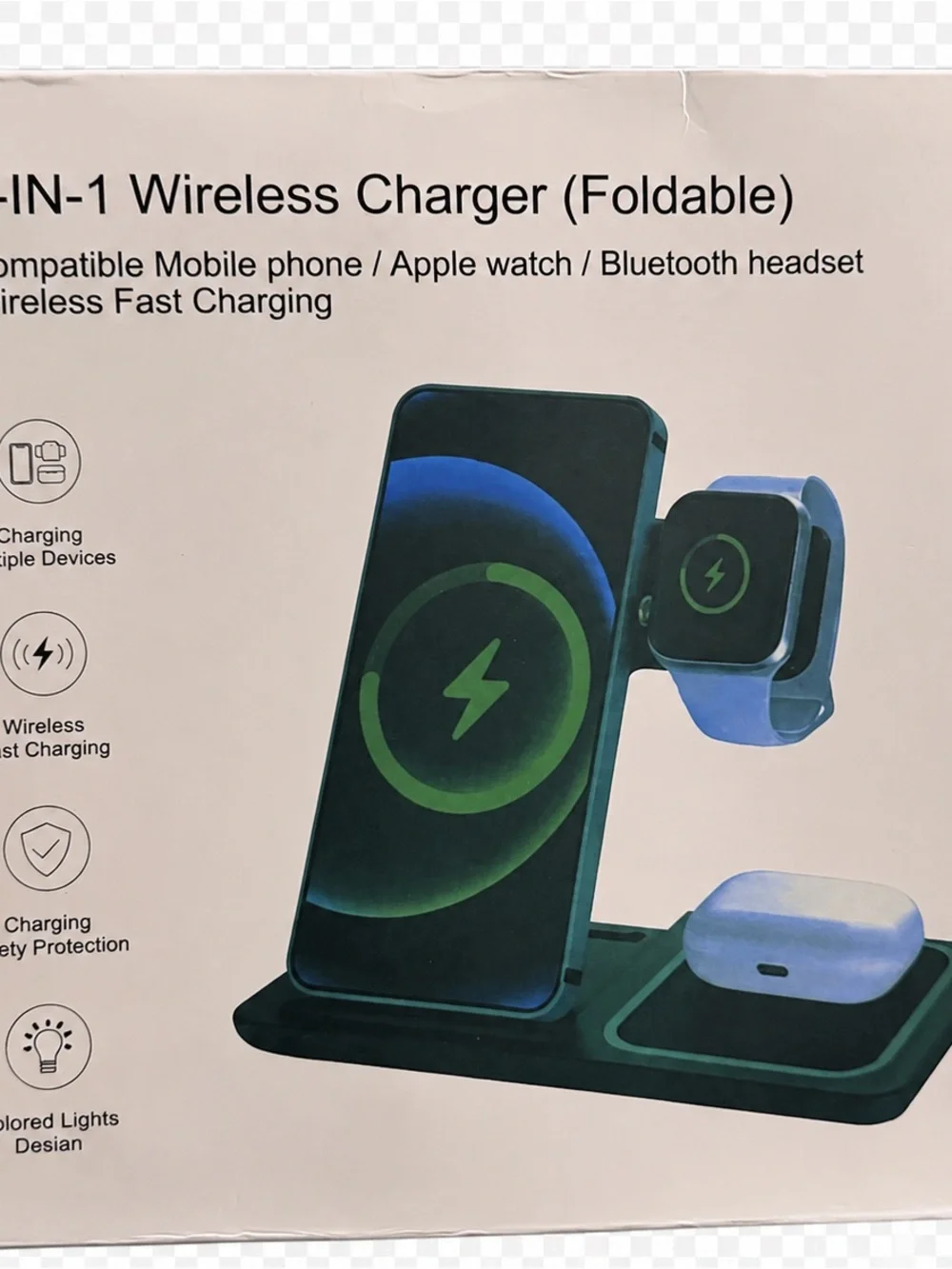 3‑in‑1 Foldable Wireless Charging Station – White